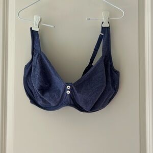 Solange women underwire t-shirt fabric unpadded button detail bra Size 42DD blue